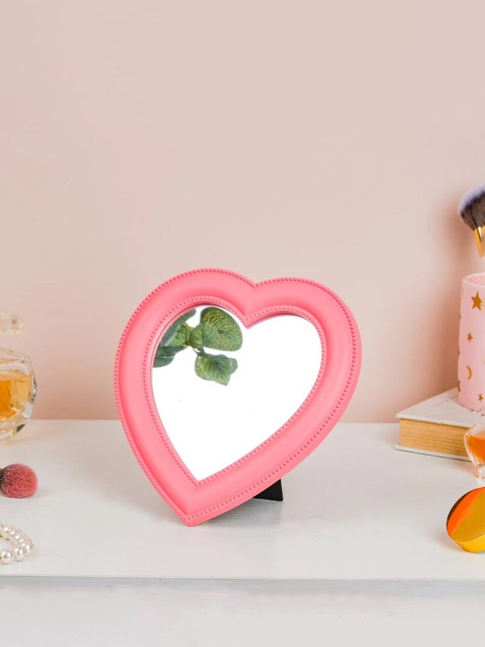 Pink Hearty Unique Design Table Top Mirror