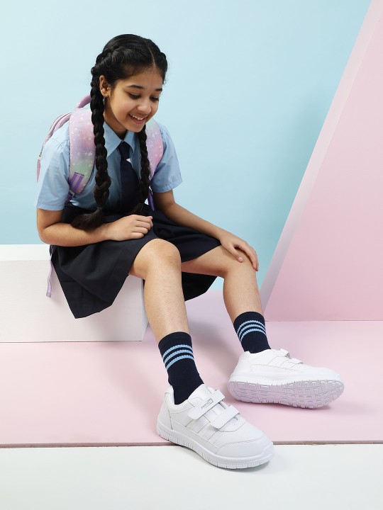 Force 10 kids White Velcro School Shoes - Image 2