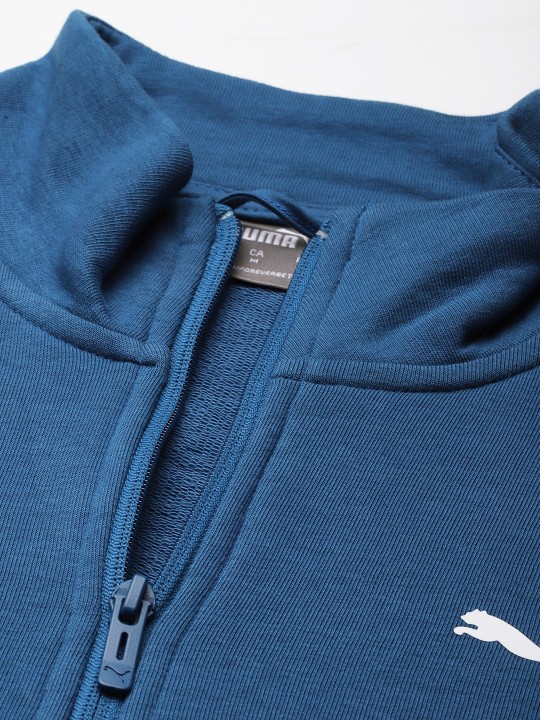 Men Blue Slim Fit Zippered Sporty Jacket - Image 7