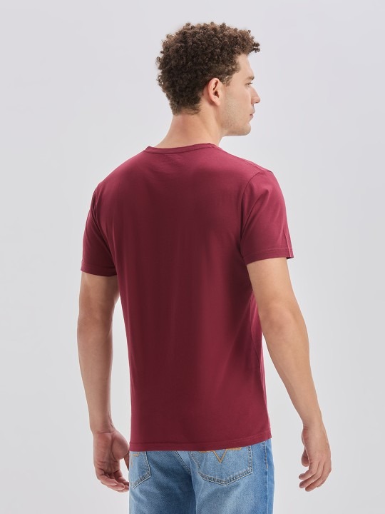 Men Maroon Solid Polo Collar T-shirt - Image 4