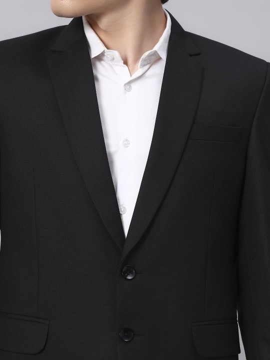 Men Black Slim Fit Single Breasted Party Formal Blazer - Image 4