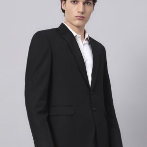 Men Black Slim Fit Single Breasted Party Formal Blazer