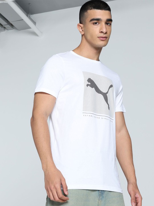 Striped Logo Graphic Printed Slim Fit Tee