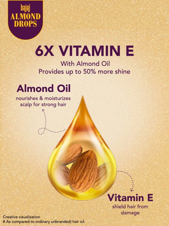 Almond Drops 6X Vitamin E Nourishment Non-Sticky Hair Oil - 475ml - Image 3