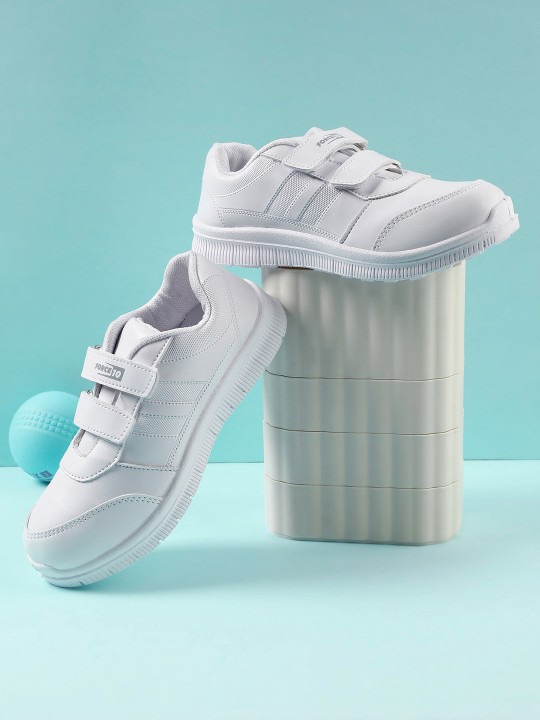 Force 10 kids White Velcro School Shoes
