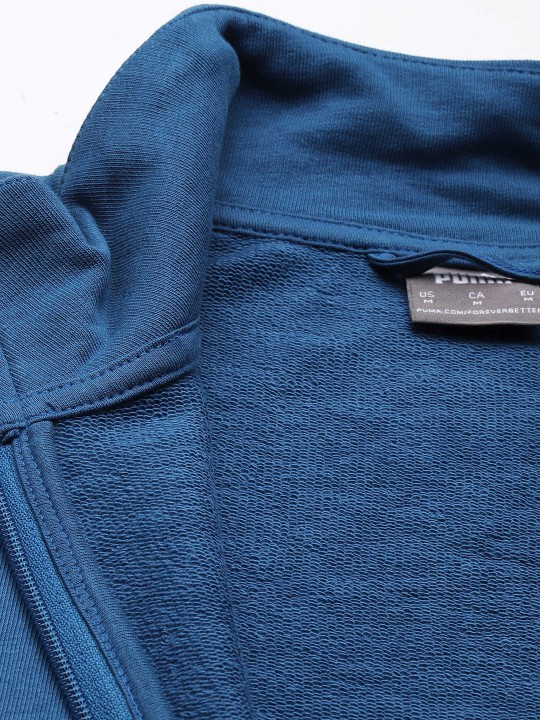 Men Blue Slim Fit Zippered Sporty Jacket - Image 8