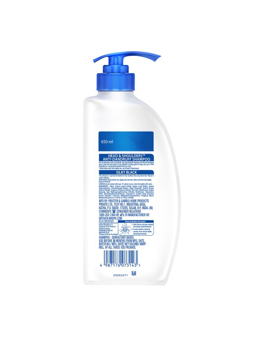 Unisex Silky Black Anti Dandruff Shampoo 650 ml - Image 2