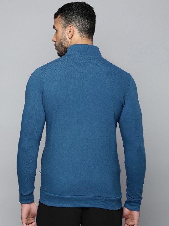 Men Blue Slim Fit Zippered Sporty Jacket - Image 9