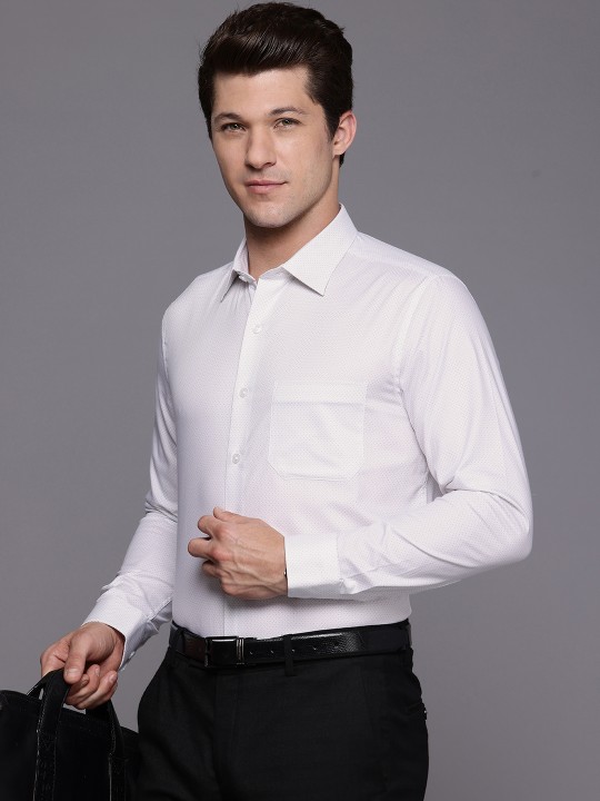 Slim Fit Printed Pure Cotton Formal Shirt