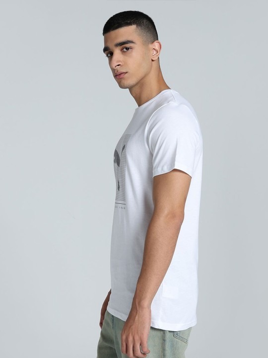 Striped Logo Graphic Printed Slim Fit Tee - Image 2