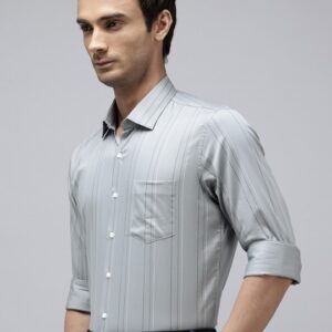 Pure Cotton Slim Fit Striped Formal Shirt