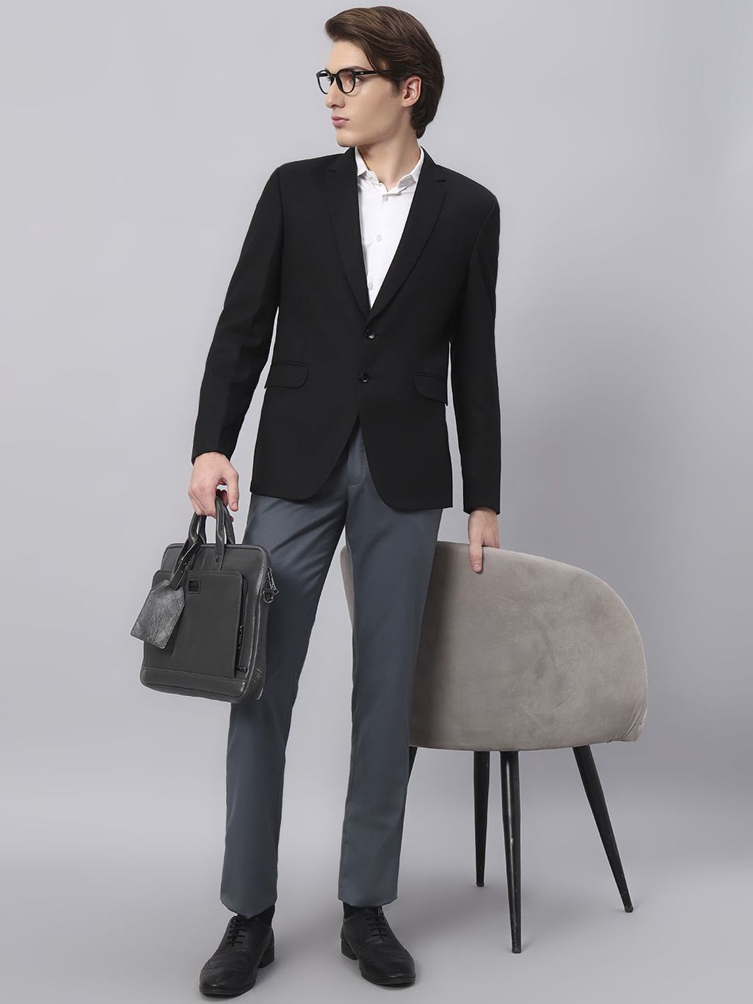 Men Black Slim Fit Single Breasted Party Formal Blazer - Image 5